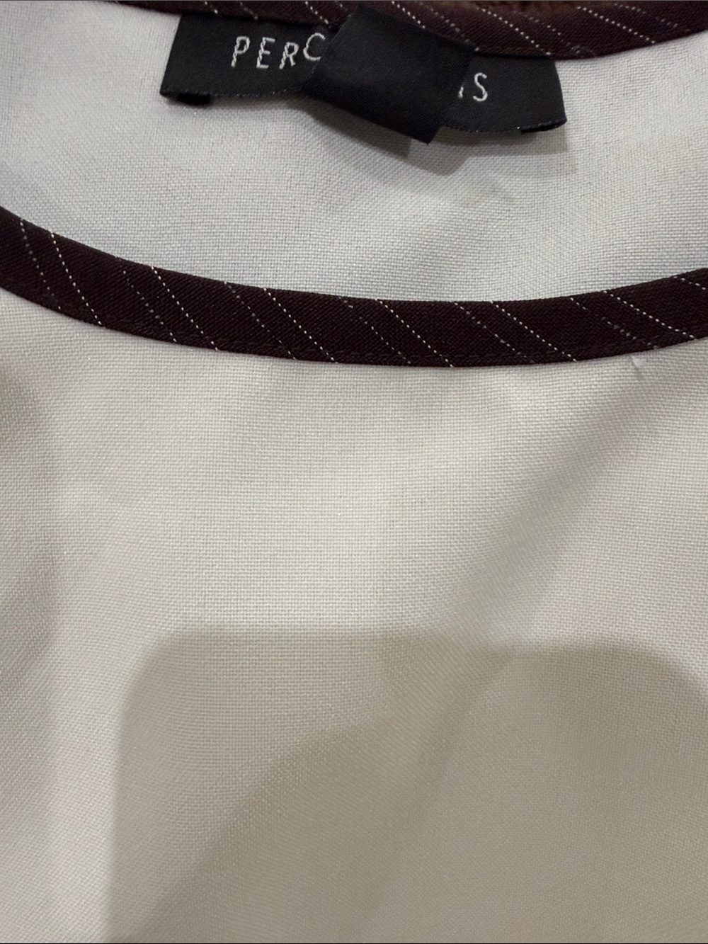 Perceptions Ivory Sleeveless Shell with Black Neck Trim - Picture 3 of 3